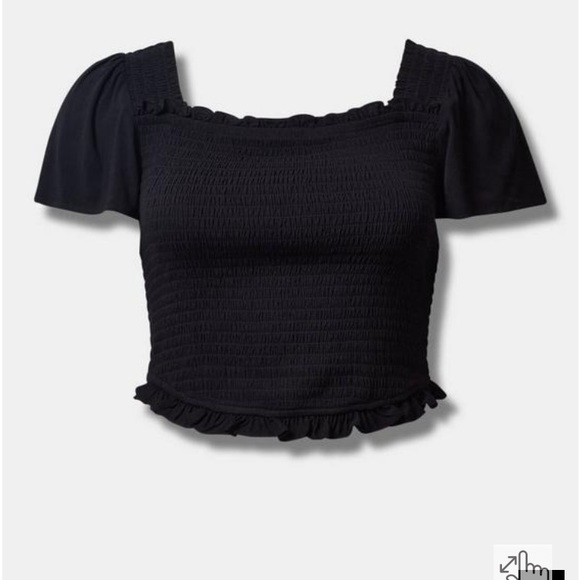 Smocked Torrid Flutter Crop Top Black 4x 4 NWT - Picture 1 of 5